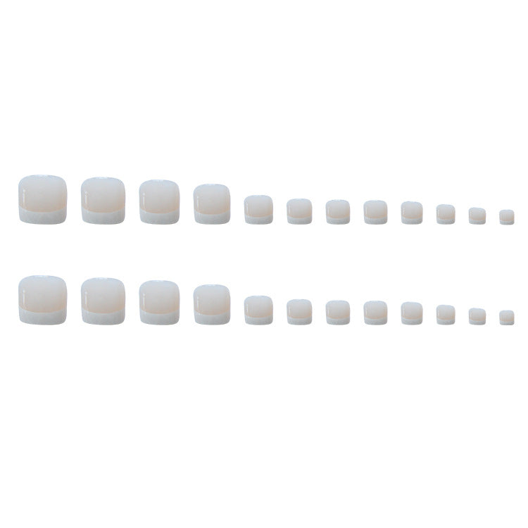 TN06 - 🤍 Classic French Toe Press-On Nails – 24 PCS