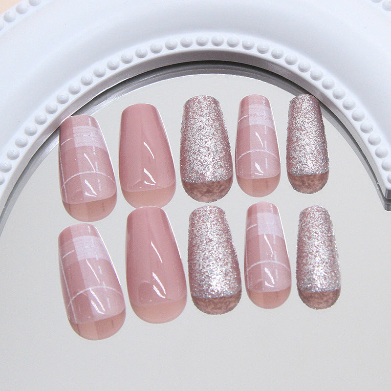 TN29 - Blushed Plaid — 24 Pcs Press-On Nail Set