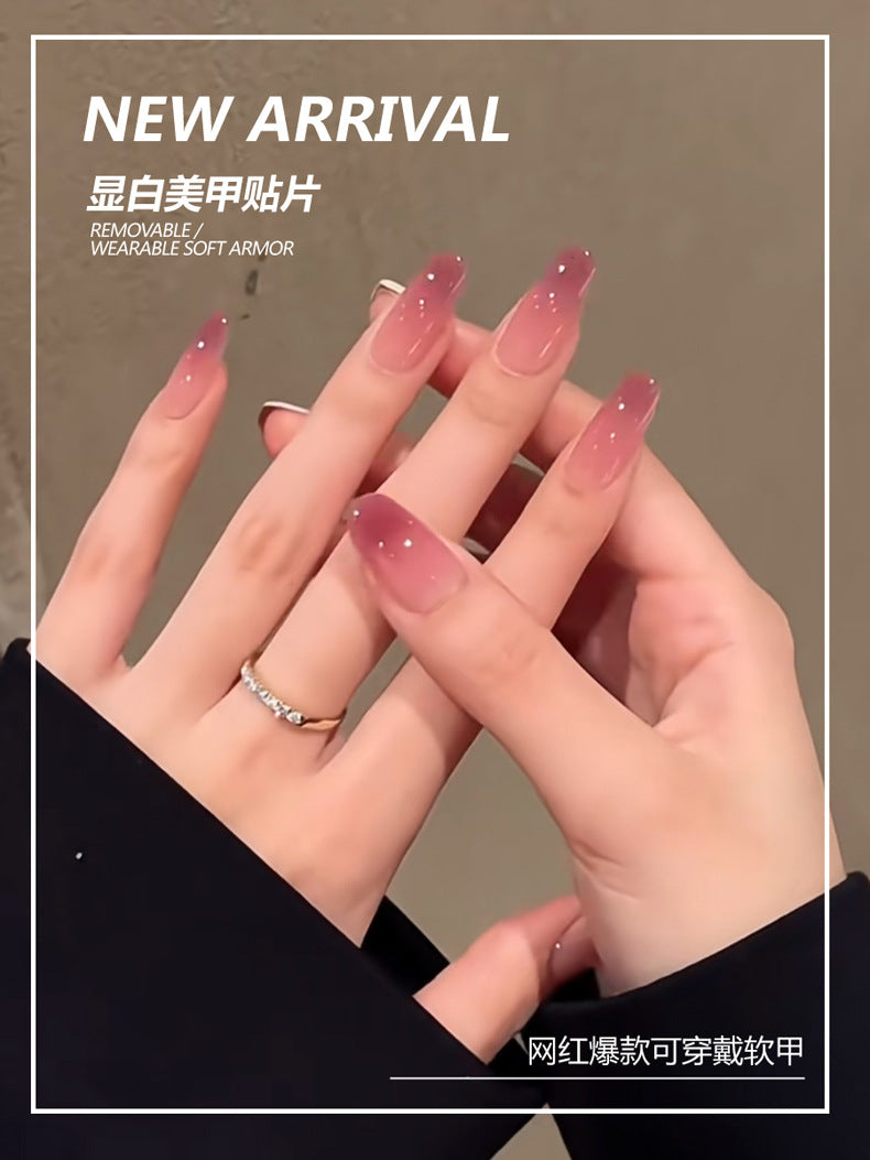 TN04 - Soft Rose Ombre Press-On Nails   - 30 Pcs - Free Jelly glue & File