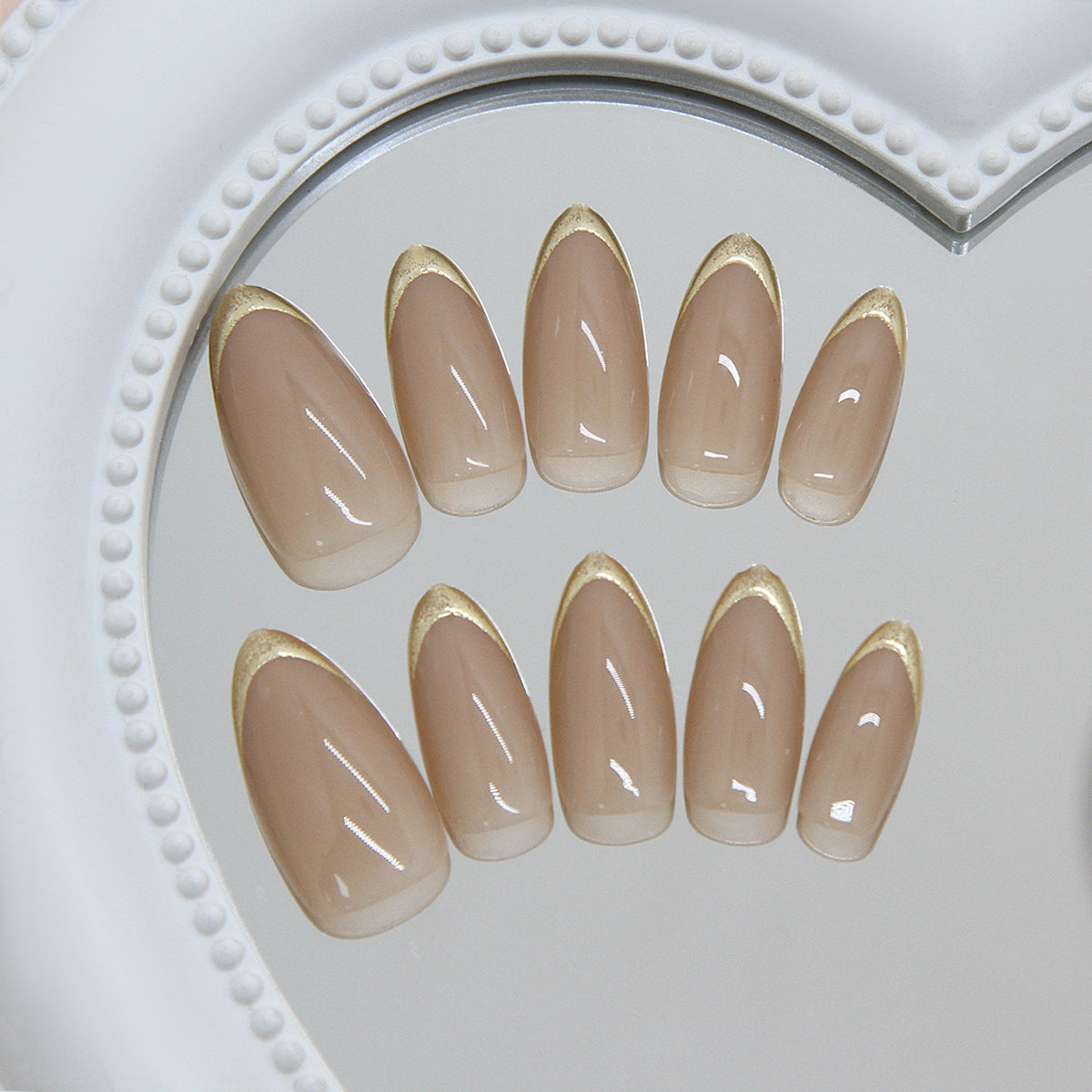 TN42 - Luxury Gold French Tip Press-On Nails | 24 PCS