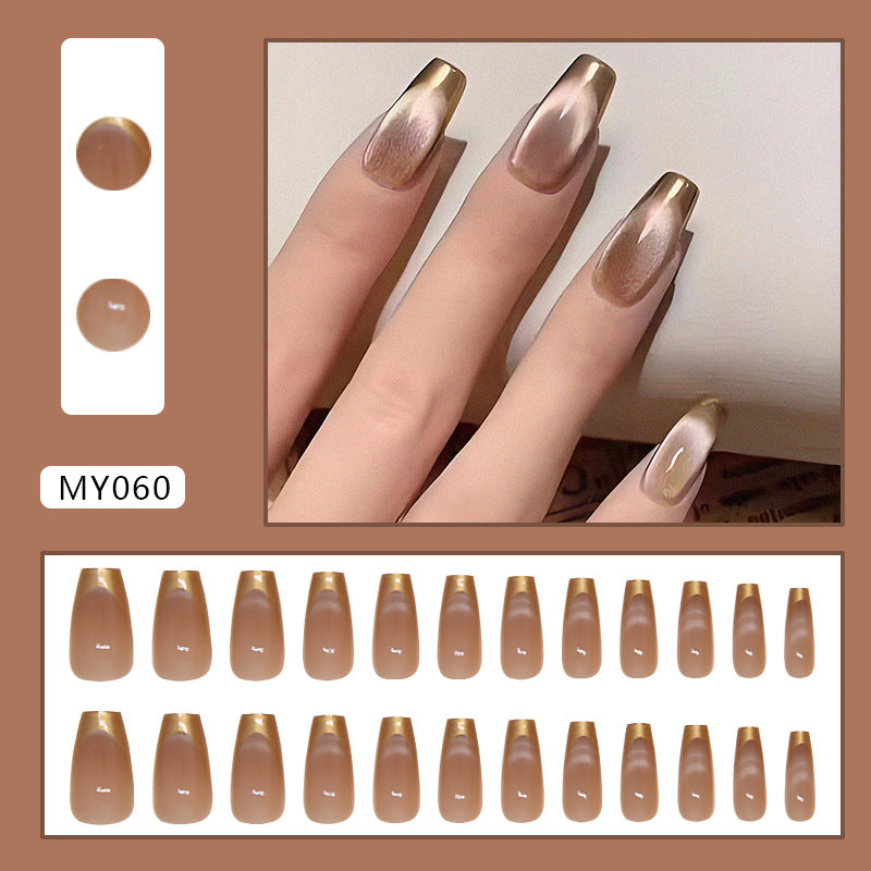 TN63 - Gold Chrome Ombré Coffin Press-On Nails | 24 Pcs