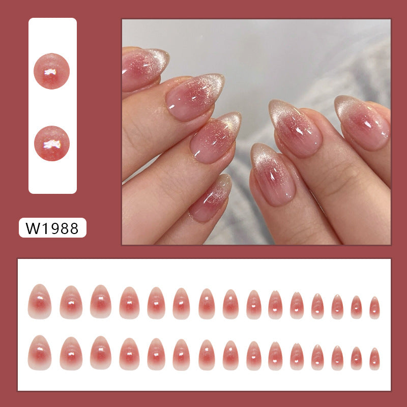 TN39 - 24 PCS Pink Ice Clear Cat Eye Press-On Nails