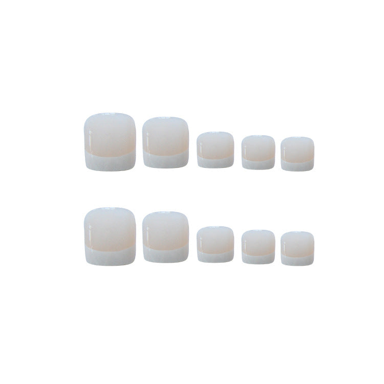 TN06 - 🤍 Classic French Toe Press-On Nails – 24 PCS