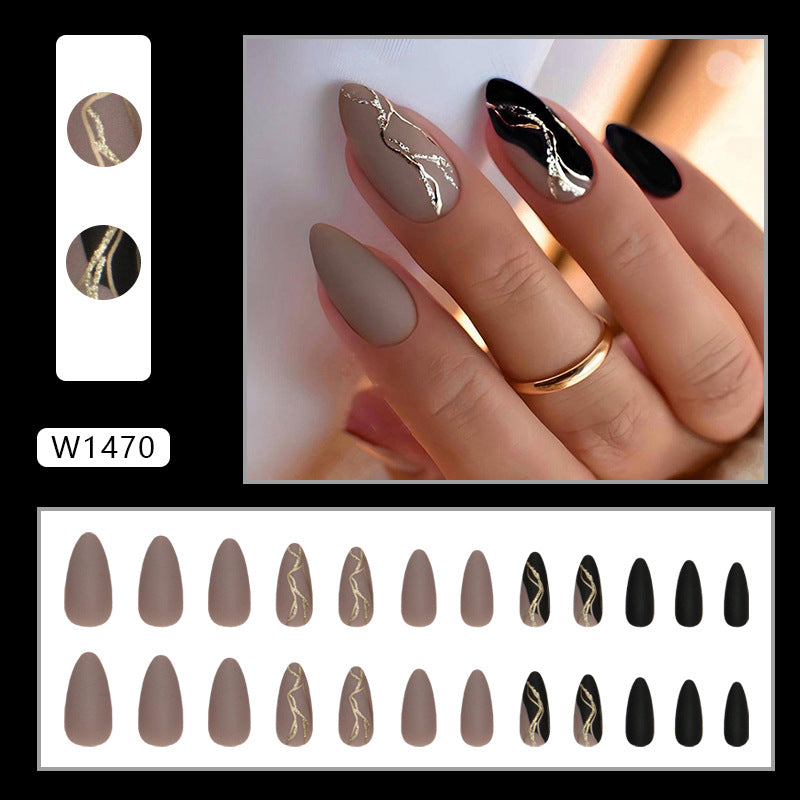 TN33 - Nude & Noir Marble Press-On Set 24 PCS
