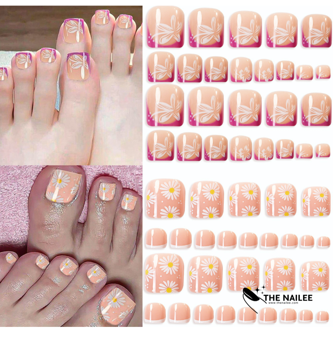 TN21 - 24 pcs Press On Toe nails [With Glue Stickers Nail File]
