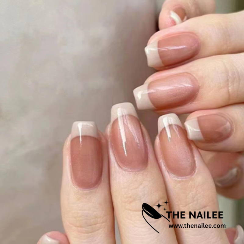 TN67 - Cocoa French Tip Square Press-On Nails | 24 Pcs
