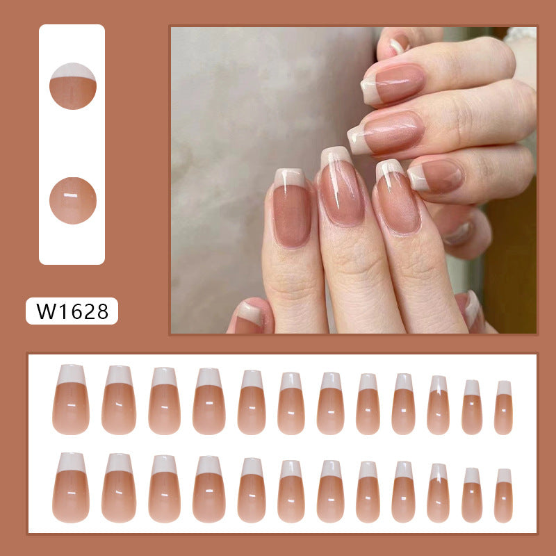 TN67 - Cocoa French Tip Square Press-On Nails | 24 Pcs