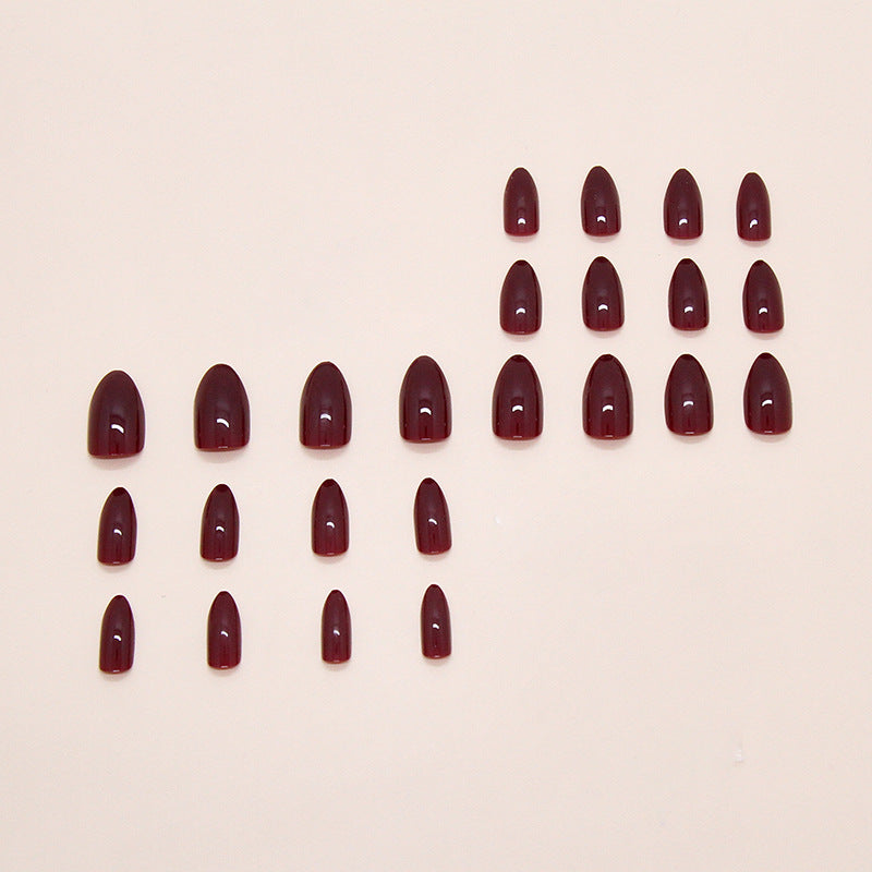 TN44 - Wine Purple Almond Press-On Nails – 24 PCS
