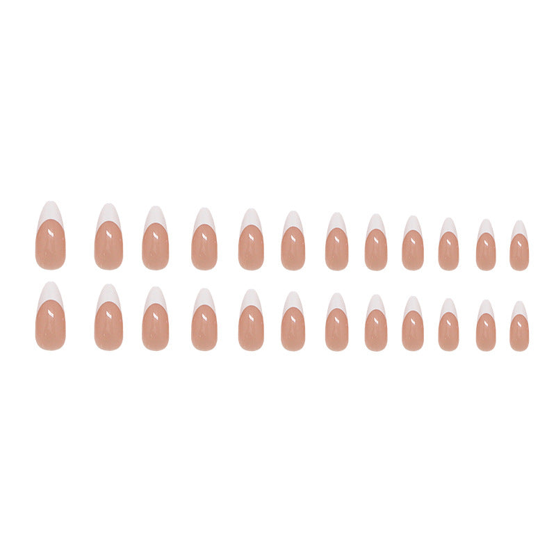 TN68 - Classic French Tip Almond Press-On Nails | 24 Pcs