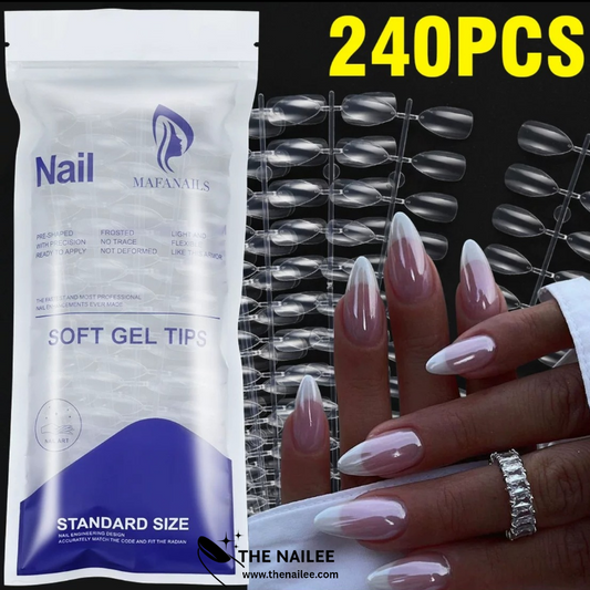 TN27 - 240 pcs Transparent Press on Nails Almond/Square/ Toes