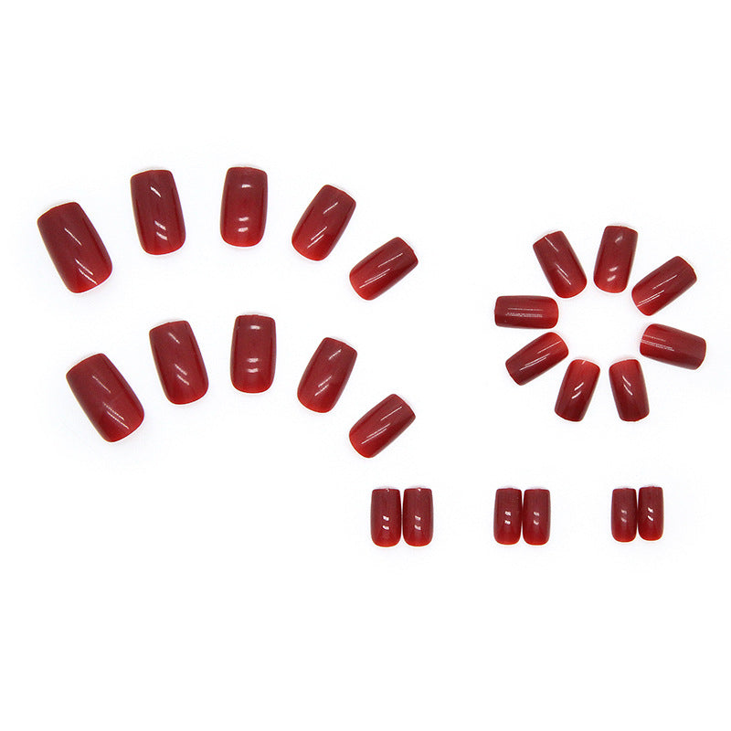 TN48 - Classic Wine Red Square Press-On Nails | 24 Pcs