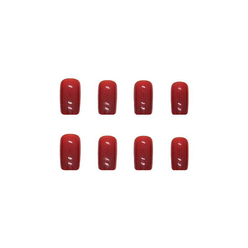 TN48 - Classic Wine Red Square Press-On Nails | 24 Pcs